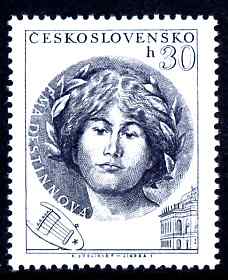 Czechoslovakia 1953 Ema Destinnova (opera singer) 30h unmounted mint SG 797, stamps on , stamps on  stamps on personalities, stamps on  stamps on music, stamps on  stamps on opera, stamps on  stamps on women, stamps on  stamps on entertainments