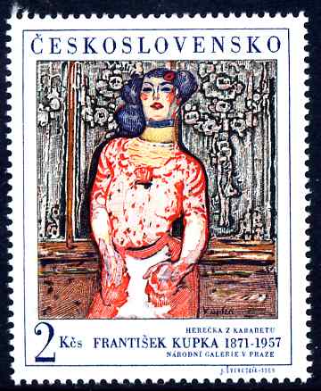 Czechoslovakia 1968 The Cabaret Artiste by Kupka 2k unmounted mint SG 1747, stamps on , stamps on  stamps on personalities, stamps on  stamps on theatre, stamps on  stamps on arts