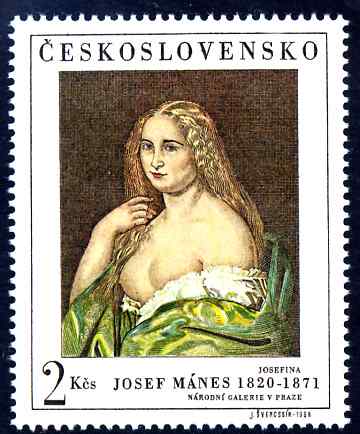 Czechoslovakia 1968 Josefina by Josef Manes 2k unmounted mint SG 1753, stamps on , stamps on arts, stamps on nudes