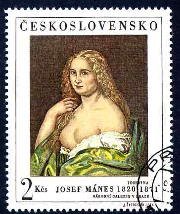 Czechoslovakia 1968 Josefina by Josef Manes 2k fine cds used SG 1753, stamps on , stamps on arts, stamps on nudes