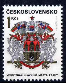 Czechoslovakia 1968 Arms of Prague 1k unmounted mint SG 1779, stamps on arms, stamps on heraldry