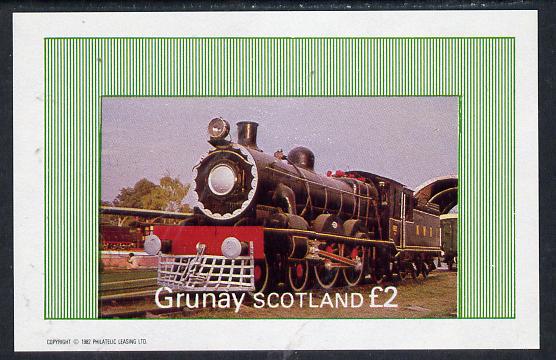 Grunay 1982 Steam Locos #01 imperf deluxe sheet (Â£2 value) unmounted mint, stamps on , stamps on  stamps on railways