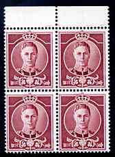 Great Britain 1937 KG6 Waterlow full-face undenominated essay in claret, perf block of 4 unmounted mint, stamps on , stamps on  stamps on , stamps on  stamps on  kg6 , stamps on  stamps on 