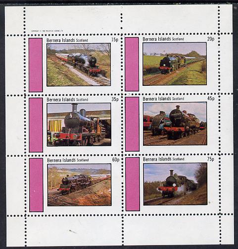 Bernera 1982 Steam Locos #04 perf set of 6 values (15p to 75p) unmounted mint, stamps on , stamps on  stamps on railways