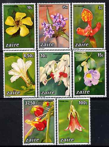 Zaire 1984 Flowers perf set of 8 unmounted mint SG 1187-94, stamps on flowers