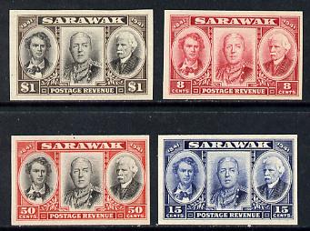 Sarawak 1946 Centenary set of 4 imperf proofs in issued colours (ex BW archives) minor wrinkles but unmounted mint, stamps on , stamps on  stamps on , stamps on  stamps on  kg6 , stamps on  stamps on 