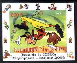 Benin 2008 Disney Characters playing Baseball #04 individual imperf deluxe sheet with Olympic Rings unmounted mint. Note this item is privately produced and is offered purely on its thematic appeal, stamps on , stamps on  stamps on sport, stamps on  stamps on olympics, stamps on  stamps on baseball, stamps on  stamps on disney