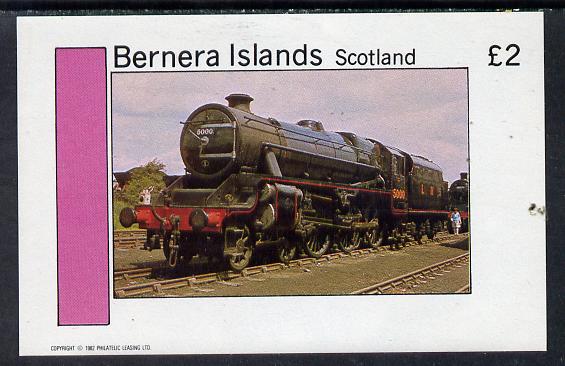 Bernera 1982 Steam Locos #04 imperf deluxe sheet (Â£2 value) unmounted mint, stamps on , stamps on  stamps on railways