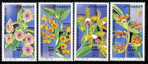 Somalia 1999 Orchids perf set of 4 unmounted mint. Note this item is privately produced and is offered purely on its thematic appeal Michel 735-8, stamps on , stamps on  stamps on flowers, stamps on  stamps on orchids