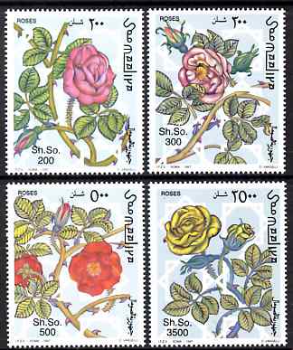 Somalia 1997 Roses perf set of 4 unmounted mint. Note this item is privately produced and is offered purely on its thematic appeal Michel 653-6, stamps on , stamps on  stamps on flowers, stamps on  stamps on roses