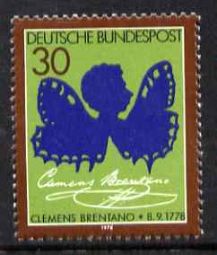 Germany - West 1978 Birth Bicentenary of Clemens Brentano (poet) unmounted mint, SG1869, stamps on , stamps on  stamps on personalities, stamps on  stamps on literature, stamps on  stamps on poetry