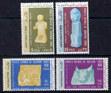 Southern Yemen 1968 Archaeology perf set of 4 unmounted mint, Michel 39-42, stamps on archaeology, stamps on bovine, stamps on sculptures, stamps on 