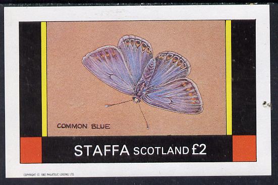 Staffa 1982 Butterflies (Common Blue) imperf deluxe sheet (£2 value) unmounted mint, stamps on butterflies
