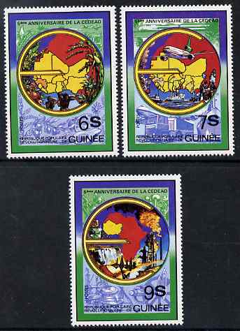 Guinea - Conakry 1982 5th Anniversary of Economic Community of West African States (ECOWAS) perf set of 3 unmounted mint SG 1048-50, stamps on , stamps on  stamps on ecowas, stamps on  stamps on constitutions