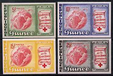 Guinea - Conakry 1963 Centenary of Red Cross imperf set of 4 from limited printing unmounted mint as SG 404-7, stamps on , stamps on  stamps on red cross, stamps on  stamps on globes