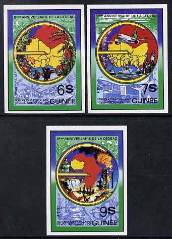 Guinea - Conakry 1982 5th Anniversary of Economic Community of West African States (ECOWAS) imperf set of 3 from limited printing unmounted mint as SG 1048-50, stamps on , stamps on  stamps on ecowas, stamps on  stamps on constitutions