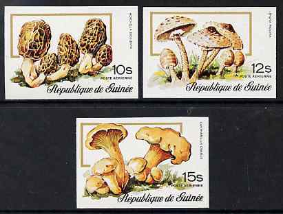 Guinea - Conakry 1977 Mushrooms the 3 Air values imperf from limited printing unmounted mint as SG 917-9, stamps on fungi