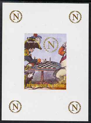Chad 2009 Napoleon #1 Playing Chess with Cornwallis imperf deluxe sheet unmounted mint. Note this item is privately produced and is offered purely on its thematic appeal...., stamps on personalities, stamps on napoleon, stamps on chess  , stamps on dictators.