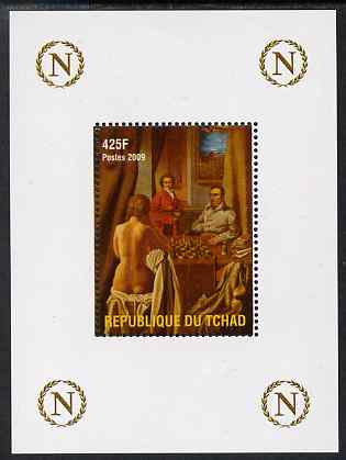 Chad 2009 Napoleon #2 Playing Chess & Nude perf deluxe sheet unmounted mint. Note this item is privately produced and is offered purely on its thematic appeal. , stamps on personalities, stamps on napoleon, stamps on chess, stamps on nudes  , stamps on dictators.