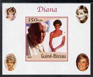 Guinea - Bissau 2001 Princess Diana #2 (with the Pope) imperf deluxe sheet unmounted mint. Note this item is privately produced and is offered purely on its thematic appe..., stamps on personalities, stamps on royalty, stamps on diana, stamps on pope