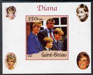 Guinea - Bissau 2001 Princess Diana #9 (with the Princes) imperf deluxe sheet unmounted mint. Note this item is privately produced and is offered purely on its thematic appeal, stamps on , stamps on  stamps on personalities, stamps on  stamps on royalty, stamps on  stamps on diana, stamps on  stamps on 