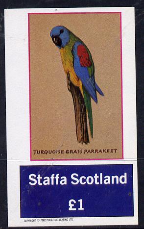 Staffa 1982 Grass Parrakeet imperf souvenir sheet (Â£1 value) unmounted mint, stamps on birds   parrots