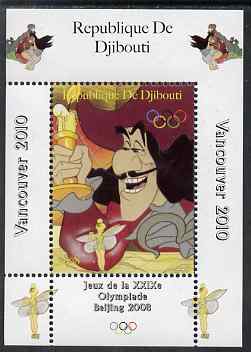 Djibouti 2008 Beijing & Vancouver Olympics - Disney - Peter Pan perf deluxe sheet #3 unmounted mint. Note this item is privately produced and is offered purely on its thematic appeal, stamps on olympics, stamps on disney, stamps on cartoons, stamps on films, stamps on cinema, stamps on movies, stamps on fairy tales, stamps on pirates, stamps on scots, stamps on scotland