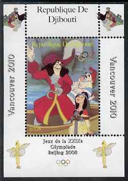 Djibouti 2008 Beijing & Vancouver Olympics - Disney - Peter Pan perf deluxe sheet #4 unmounted mint. Note this item is privately produced and is offered purely on its the..., stamps on olympics, stamps on disney, stamps on cartoons, stamps on films, stamps on cinema, stamps on movies, stamps on fairy tales, stamps on pirates, stamps on scots, stamps on scotland