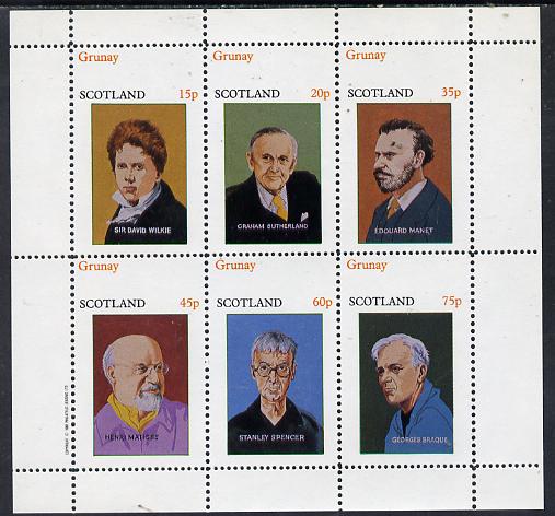 Grunay 1982 Artists (Wilkie, Sutherland, Matisse etc) perf set of 6 values (15p to 75p) unmounted mint, stamps on , stamps on  stamps on arts     personalities    matisse    manet      braque     sutherland      wilkie