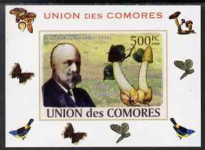 Comoro Islands 2008 Botanists & Fungi #3 Eduard Fischer individual imperf deluxe sheet unmounted mint. Note this item is privately produced and is offered purely on its t..., stamps on , stamps on personalities, stamps on fungi, stamps on scientists, stamps on botany