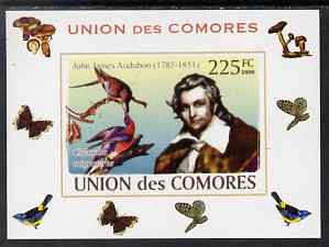 Comoro Islands 2008 Ornithologists & Birds #3 John James Audubon 225f individual imperf deluxe sheet unmounted mint. Note this item is privately produced and is offered p..., stamps on , stamps on personalities, stamps on birds, stamps on scientists, stamps on 