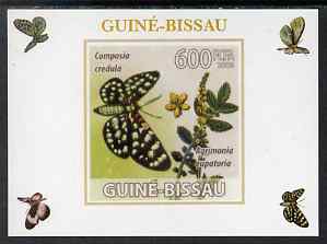 Guinea - Bissau 2009 Butterflies & Flowers #4 individual imperf deluxe sheet unmounted mint. Note this item is privately produced and is offered purely on its thematic appeal, stamps on , stamps on  stamps on butterflies, stamps on  stamps on flowers