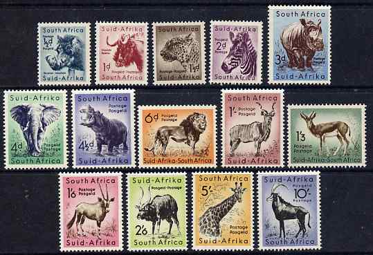 South Africa 1954 Animal definitive set complete 1/2d to 10s unmounted mint, SG 151-64 , stamps on , stamps on  stamps on animals