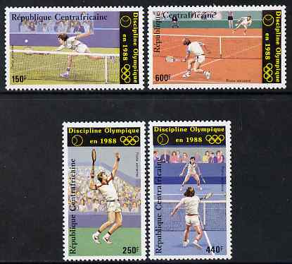 Central African Republic 1986 Seoul Olympic games - 1st issue - Tennis perf set of 4 unmounted mint SG 1244-7, stamps on , stamps on  stamps on olympics, stamps on  stamps on tennis