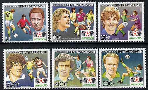 Central African Republic 1985 Football World Cup perf set of 6 unmounted mint SG 1117-22, stamps on football