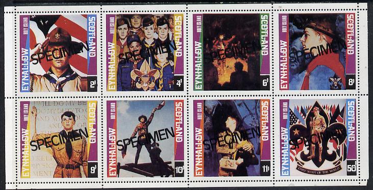 Eynhallow 1978 Scouts (Paintings by Norman Rockwell) perf  set of 8 values (2p to 50p) opt'd SPECIMEN, superb unmounted mint, stamps on , stamps on  stamps on scouts, stamps on  stamps on arts