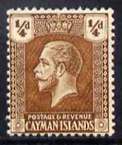 Cayman Islands 1921 KG5 1/4d yellow-brown Script CA unmounted mint, SG 69, stamps on , stamps on  stamps on , stamps on  stamps on  kg5 , stamps on  stamps on 