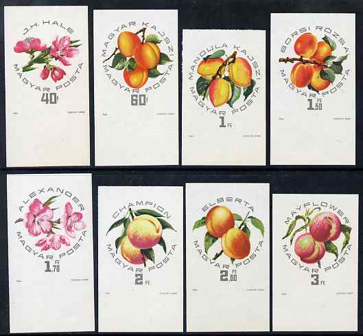 Hungary 1964 Peaches & Apricots imperf set of 8 unmounted mint, Mi 2044B-51B, stamps on , stamps on  stamps on fruit, stamps on  stamps on food