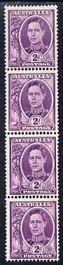 Australia 1948-56 2d bright purple coil strip of 4 showing coil join, top stamp mounted, SG 230aa, stamps on , stamps on  stamps on , stamps on  stamps on  kg6 , stamps on  stamps on 