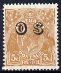 Australia 1932 KG5 5d Official overprinted OS fine mint SG O132, stamps on , stamps on  kg5 , stamps on 