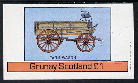 Grunay 1982 Transport (Farm Wagon) imperf souvenir sheet (£1 value) unmounted mint, stamps on agriculture   farming    transport    horse-drawn, stamps on horses