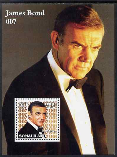 Somaliland 2002 James Bond (Sean Connery) #1 perf m/sheet unmounted mint. Note this item is privately produced and is offered purely on its thematic appeal, stamps on , stamps on  stamps on movies, stamps on  stamps on films, stamps on  stamps on  spy , stamps on  stamps on cinema, stamps on  stamps on scots, stamps on  stamps on scotland, stamps on  stamps on entertainments, stamps on  stamps on 