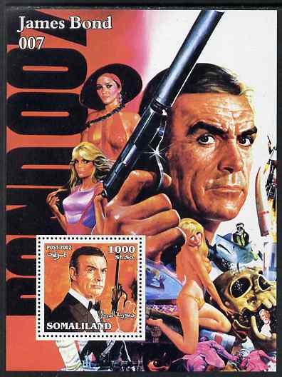 Somaliland 2002 James Bond (Sean Connery) #2 perf m/sheet unmounted mint, stamps on , stamps on  stamps on movies, stamps on  stamps on films, stamps on  stamps on  spy , stamps on  stamps on cinema, stamps on  stamps on scots, stamps on  stamps on scotland, stamps on  stamps on entertainments, stamps on  stamps on 