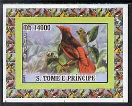 St Thomas & Prince Islands 2007 Birds #2 - Cotinga imperf individual deluxe sheet unmounted mint. Note this item is privately produced and is offered purely on its themat..., stamps on birds