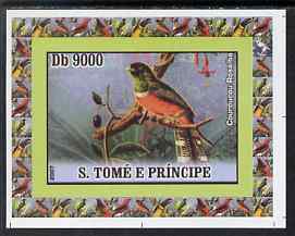 St Thomas & Prince Islands 2007 Birds #3 - Trogon imperf individual deluxe sheet unmounted mint. Note this item is privately produced and is offered purely on its themati..., stamps on birds