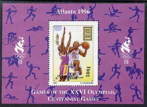 Mongolia 1996 Atlanta Olympics - Basketball 500t perf m/sheet unmounted mint SG MS 2557a, stamps on , stamps on  stamps on olympics, stamps on  stamps on sport, stamps on  stamps on basketball