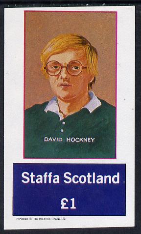 Staffa 1982 Artists (David Hockney) imperf souvenir sheet (Â£1 value) unmounted mint, stamps on arts     personalities    hockney