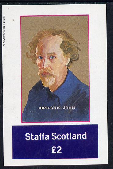 Staffa 1982 Artists (Augustus John) imperf deluxe sheet (£2 value) unmounted mint, stamps on arts     personalities       john