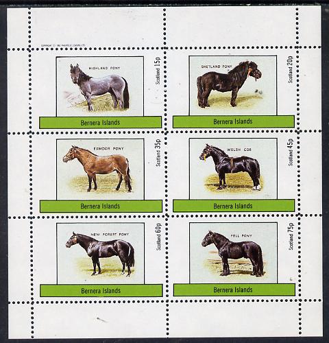 Bernera 1982 Ponies (Highland, Shetland, Exmoor etc) perf set of 6 values (15p to 75p) unmounted mint, stamps on , stamps on  stamps on animals    horses