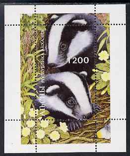 Abkhazia 1996 Badger perf s/sheet unmounted mint, stamps on , stamps on  stamps on animals, stamps on  stamps on badgers